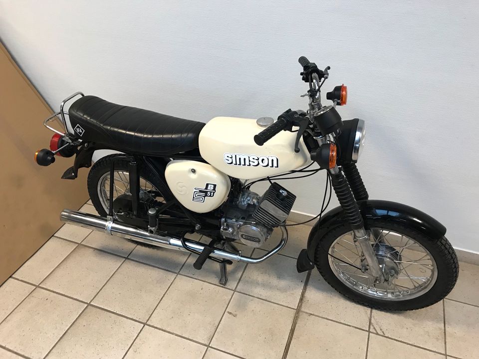 Simson S51 S51B 4 Gang M500 KBA Papiere 60km/h Weiß beige Look * in Calbe (Saale)