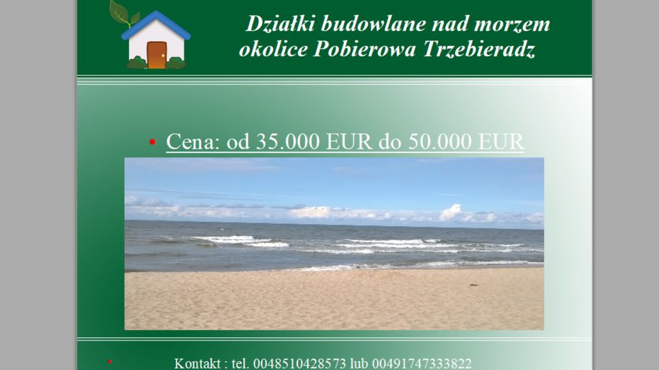 Zum Verkauf Baugrundstücke Grundstücke Ostsee Pobierowo Polen in Frankfurt am Main