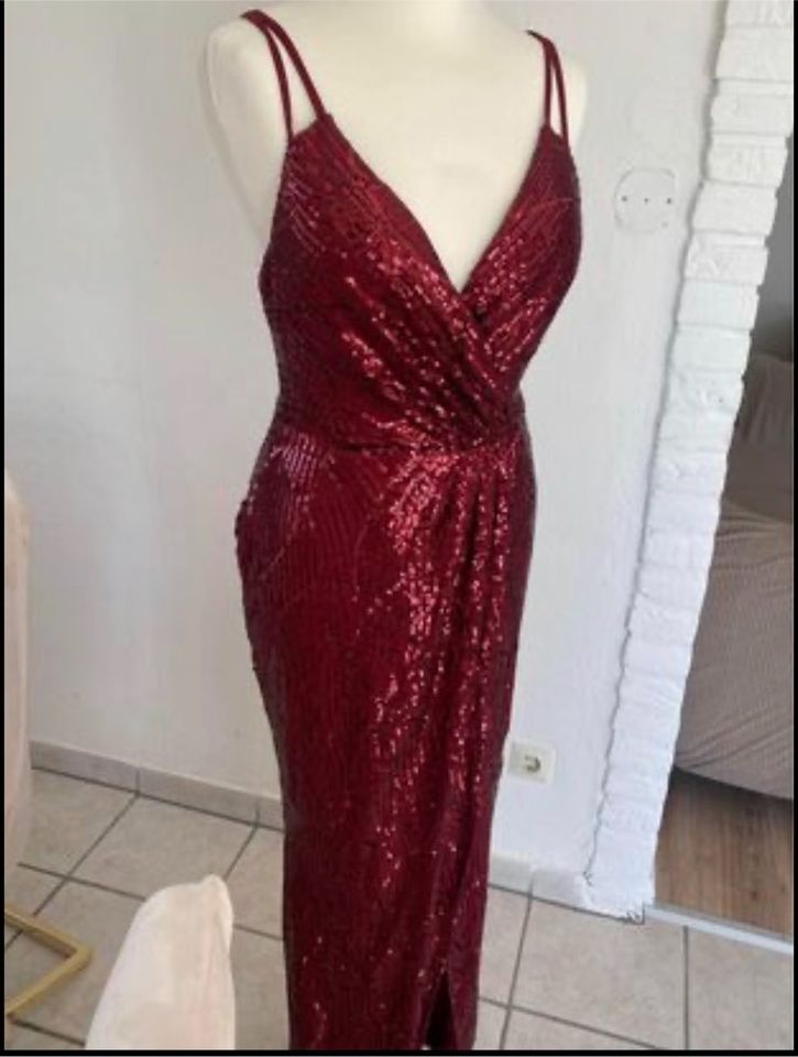 Damen Abendkleid Pailletten rot neu kostenlos VErsand in Henstedt-Ulzburg