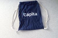 blauer Stoffbeutel Rucksack Tragetasche " Capita " Werbung Rostock - Evershagen Vorschau