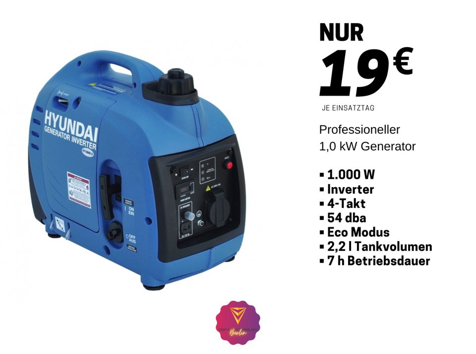 1000 Watt Stromerzeuger / Inverter / Generator MIETEN / LEIHEN