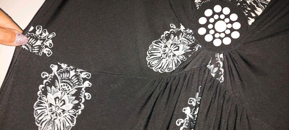 Maxi Kleid 48 schwarz mit weissen Muster in Hamburg