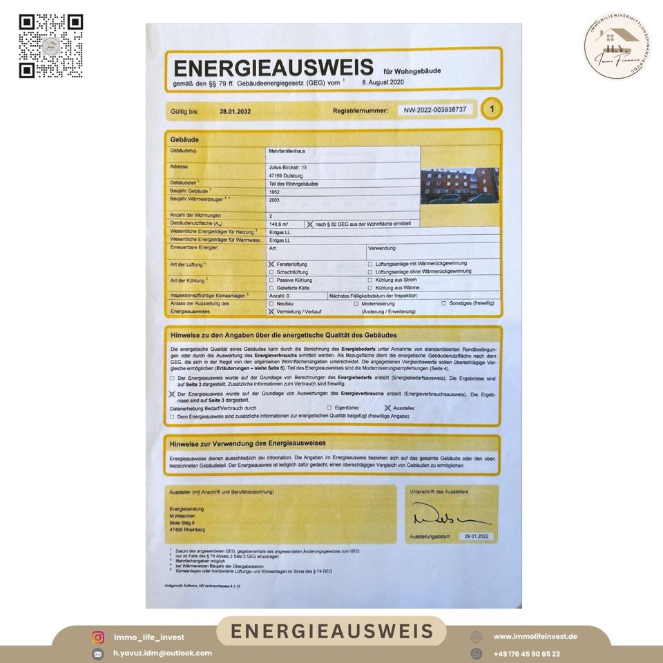 Für Investoren *Immobilienpaket* ! 4 ½ -Zm. Whg. + Winterg. + Dachausbau möglich + 2-Zm. Whg. im EG in Duisburg