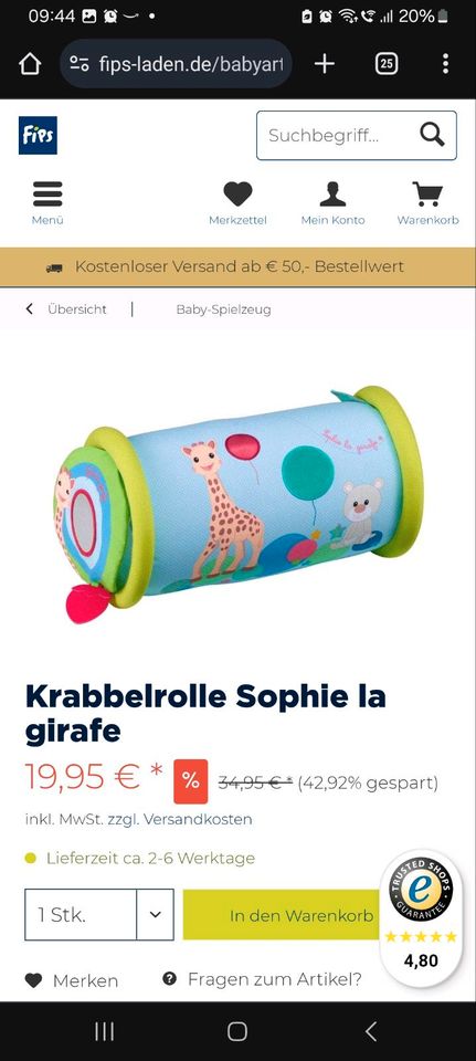 SOPHIE LA GIRAFE Krabbelrolle in Essen-Haarzopf