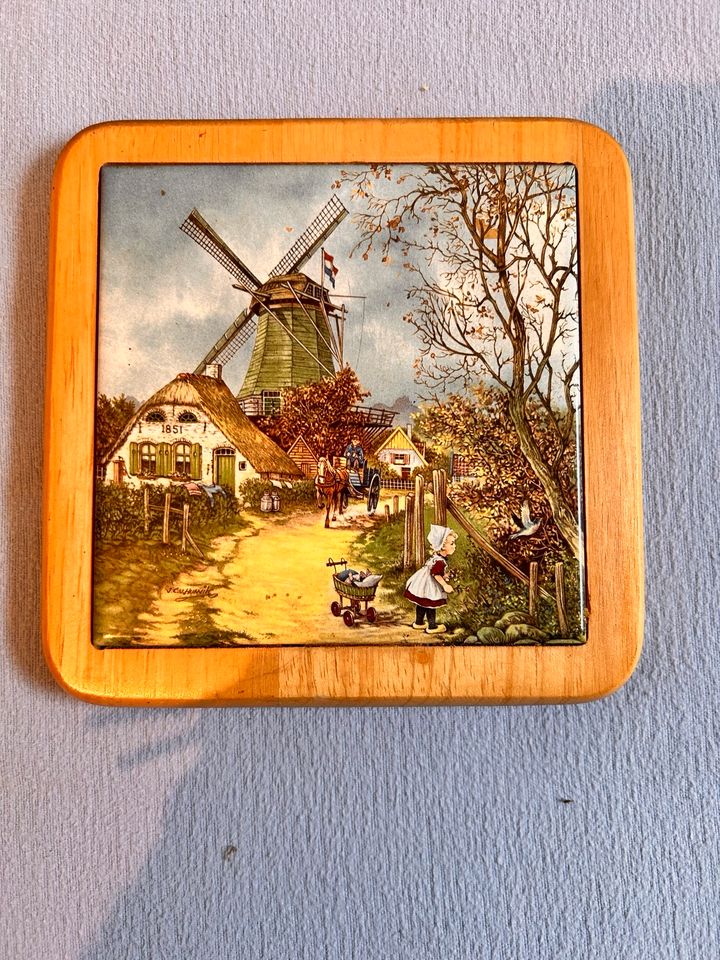 3 Holzkachel Bild Mühle aus Holland in Neuenhaus