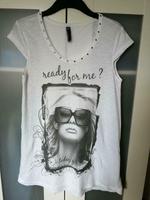 Neues T-Shirt long, weiß, L 40 42, BLINDDATE, mit Aufdruck Bayern - Mainaschaff Vorschau