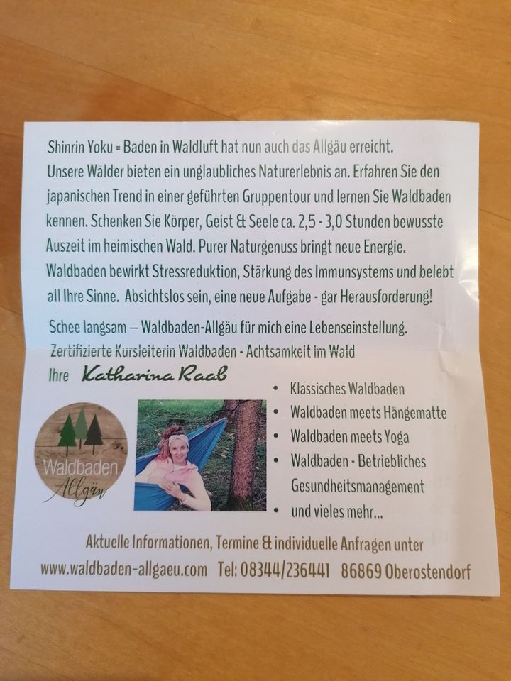 Gutschein Waldbaden im Allgäu  Wert 40,-€ in Aichach