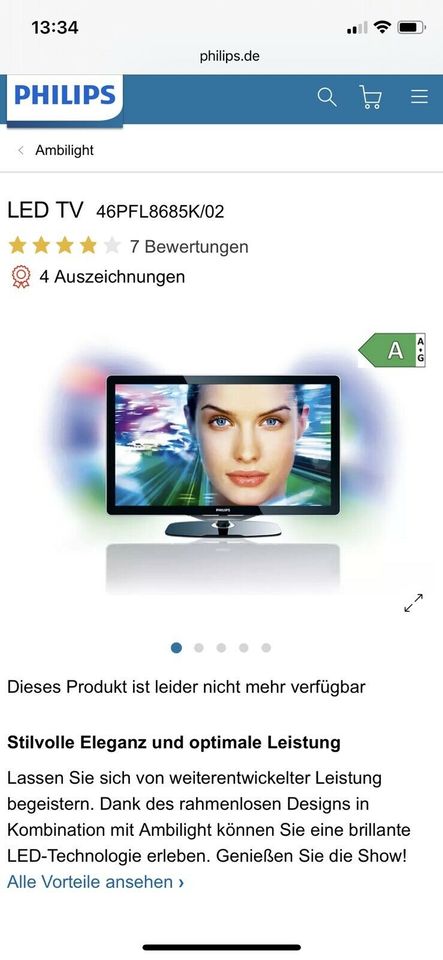 Philips Fernseher 46PFL8685k in Fürth