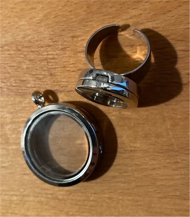 Medaillon und Ring zum Befüllen Glas Silber Magnet in München