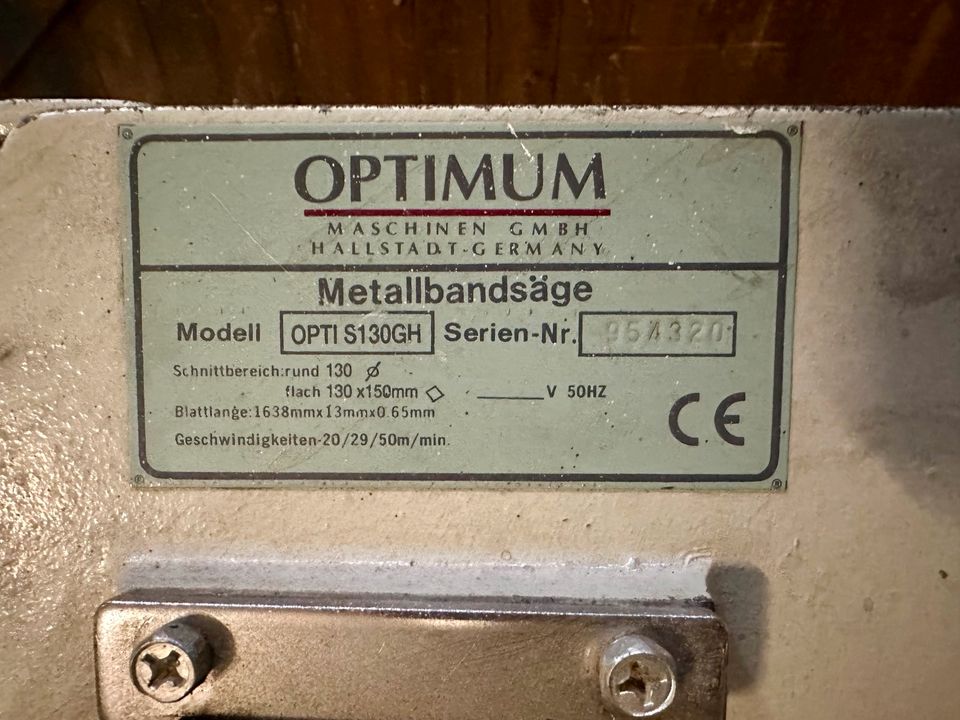 Hochwertige Metallbandsäge von Optimum - Modell OPTI S130GH in Heistenbach