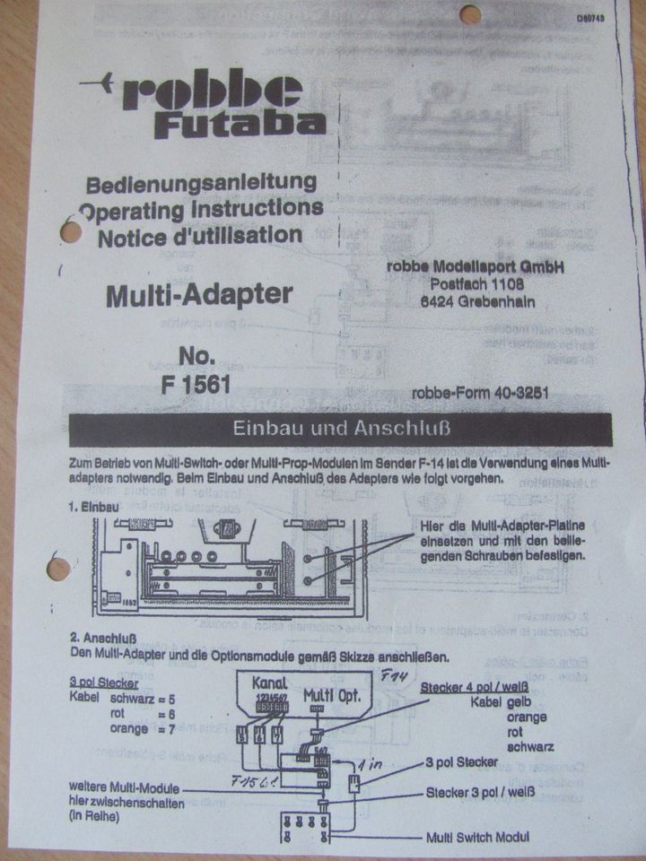 Multi-Adapter T963 F14 Robbe Futaba F1561 RC Boot Truck in Markranstädt