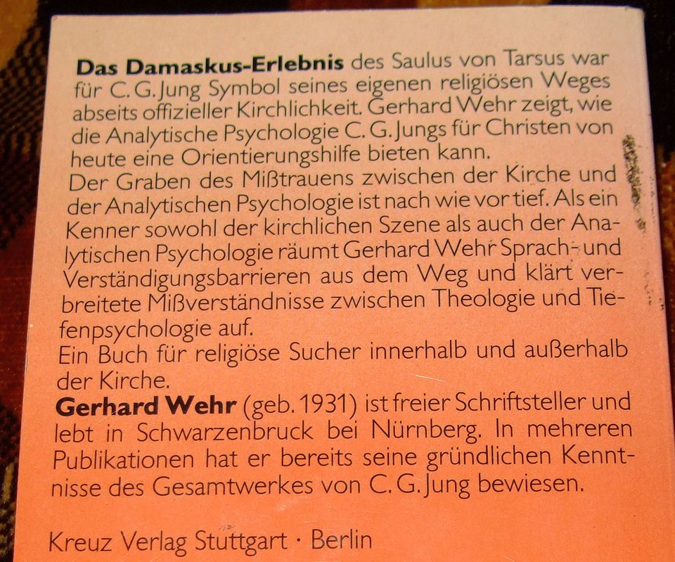 Gerhard Wehr - DAMASKUS-Erlebnis - Weg zu Christus nach C.G. Jung in Sulzbach a. Main