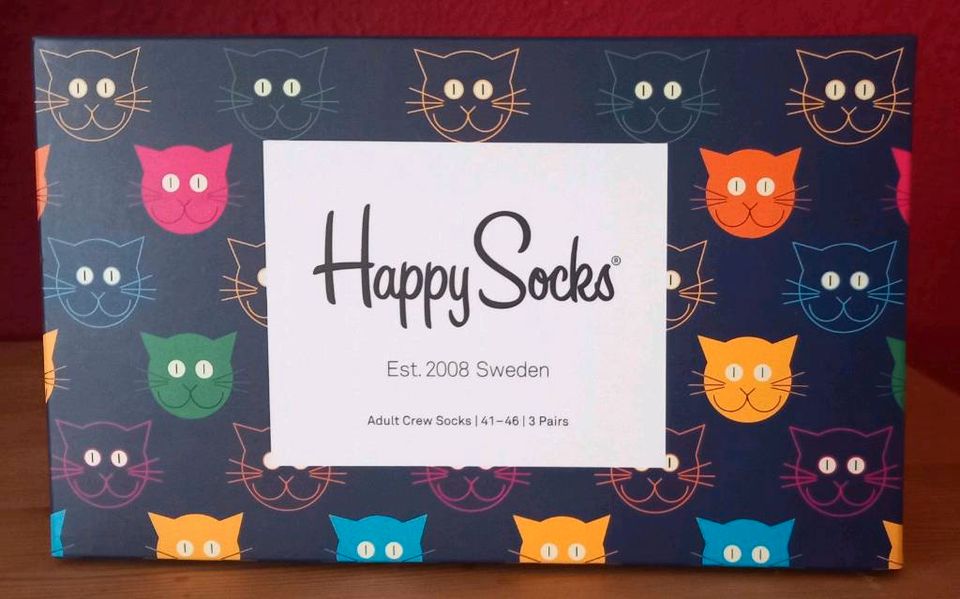 happy socks - Katzen Geschenkbox  3 Paar Socken NEU u. OVP in Cölbe