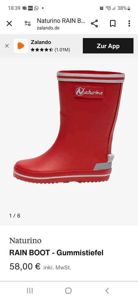 Naturino Gummistiefel rain boot Gr. 28 in Trier