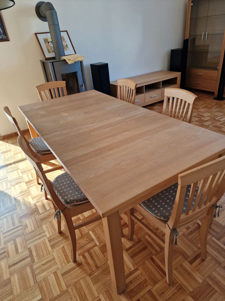Massivholz Esszimmergarnitur, Tisch, 6 Stühle, Esstischgruppe in Allersberg