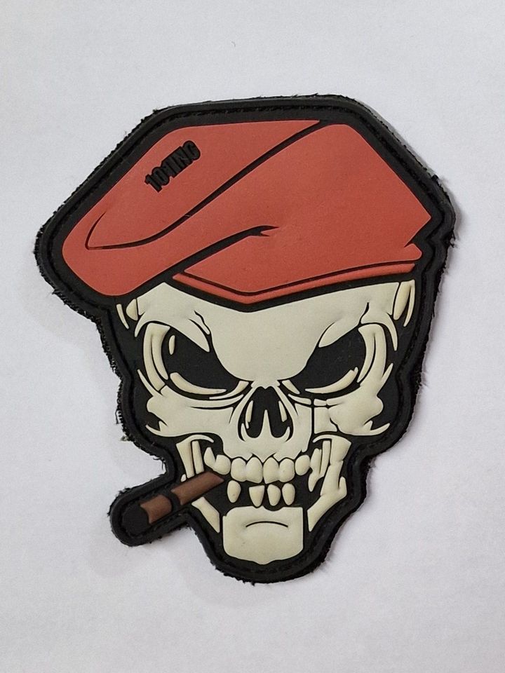 Klettabzeichen,Patches,Patch,Skull Totenkopf mit Zigarre & Barett in Recklinghausen