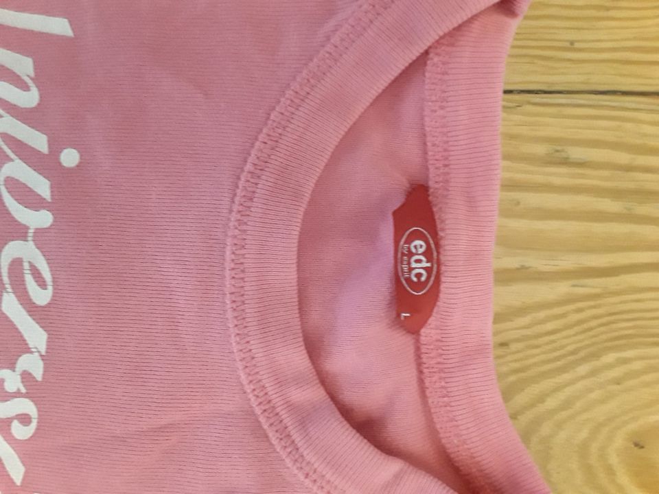 Langarm Tshirt von EDC Größe l Pink/  mit Print in Kiel