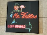 Schwarzer Bilderrahmen, viereckig, Neon Poster Beef Burger Innenstadt - Köln Altstadt Vorschau