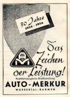 Auto-Merkur Wuppertal Werbeanzeige - Vintage-Deko 1954 Baden-Württemberg - Steinen Vorschau