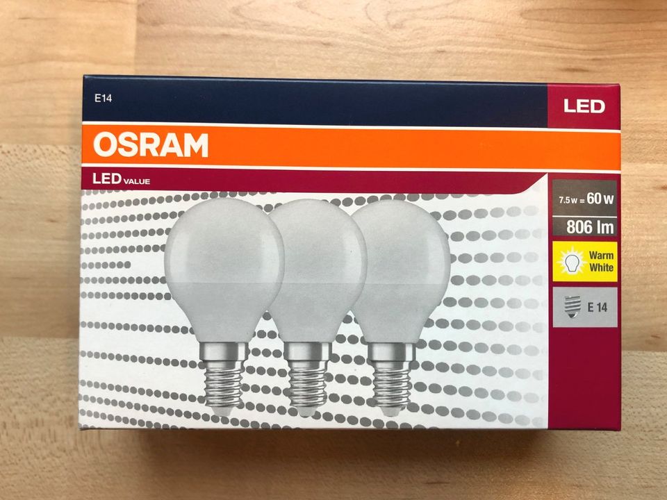 15 LED Glühlampen Osram E14 7.5W (~60W) Warm White 806 lm NEU OVP in Bielefeld