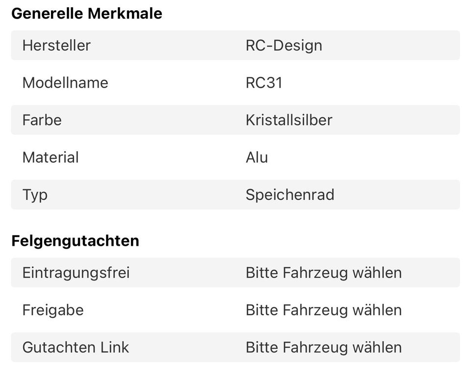 RC-DESIGN RC 31 (GRAU/Silber) Felgen mit reifen in Zwoenitz