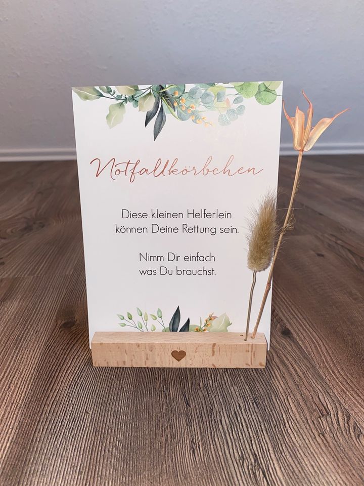 Notfallkörbchen Hochzeit Taufe Feier Deko Holz Trockenblumen in Lahnstein