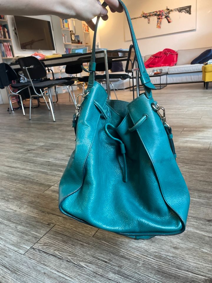 Leder Tasche Beutel grün Türkis Smaragd in Düsseldorf