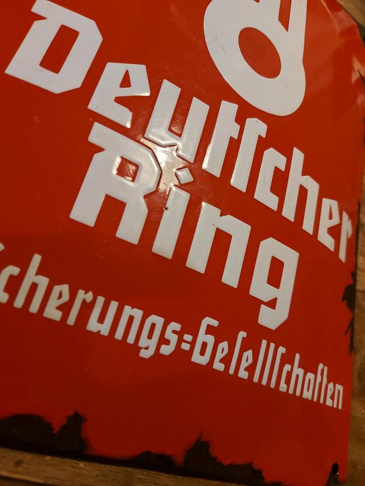 Altes Emailleschild Deutscher Ring in Buko