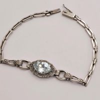 ❤ Antikes Art Deco Armband aus 935er Silber und Aquamarin um 1920 Essen - Steele Vorschau