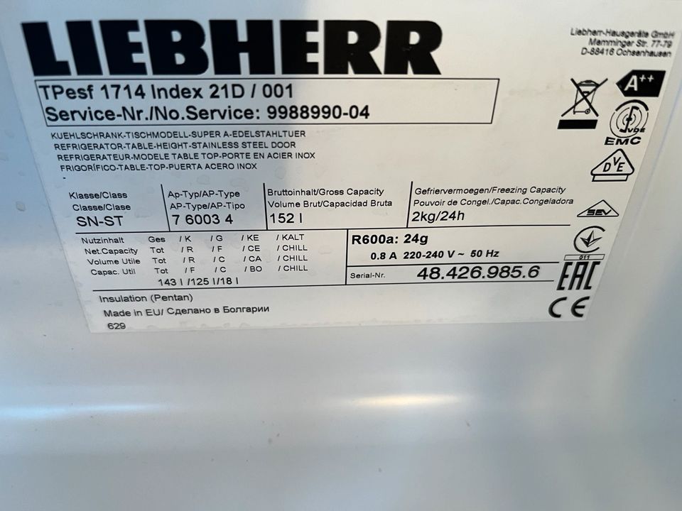 Liebherr Kühlschrank 85 cm Höhe A++ in München
