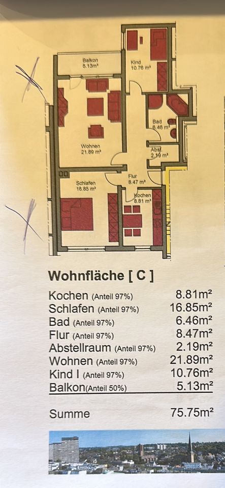 Eigentumswohnung in zentraler Lage mit eigenem Stellplatz in Mülheim (Ruhr)