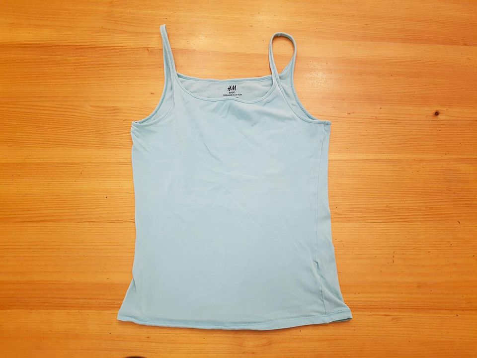 H&M Top Shirt Gr.36 Bio Baumwolle Unterhemd türkis hellblau G.170 in München