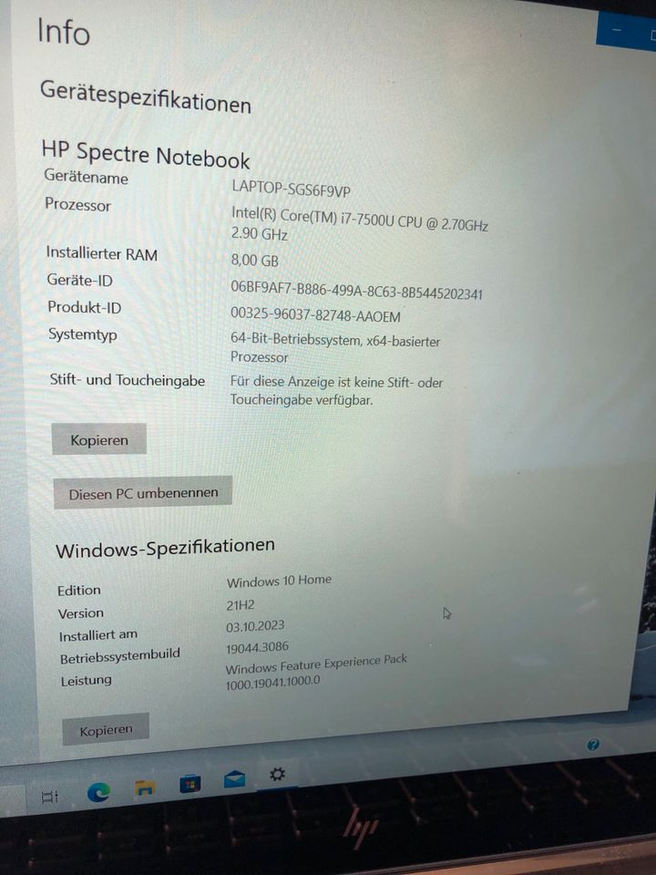 Notebook HP Spektre Core I-7 in Ludwigsfelde