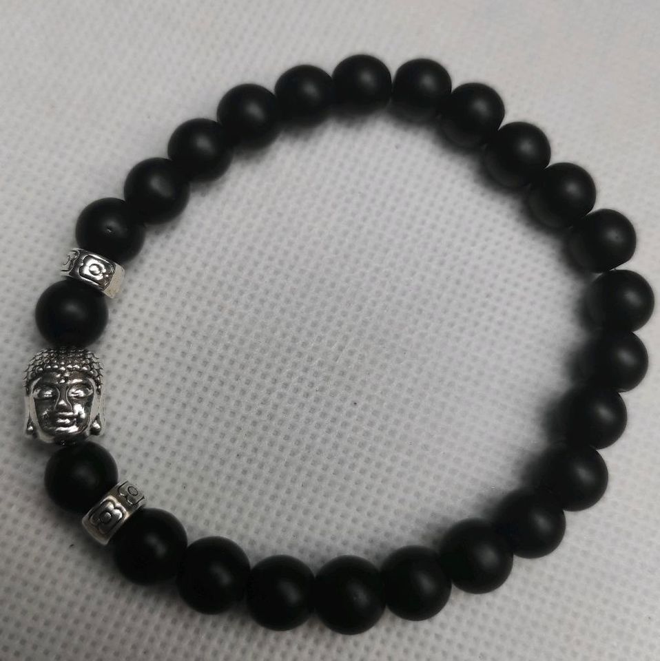 Armband Buddha silber schwarz Perlen Modeschmuck in Stuhr