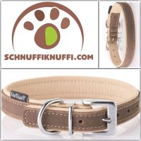 Knuffelwuff Nubuk-Echtleder Hundehalsband Orlando braun/beige Hessen - Calden Vorschau