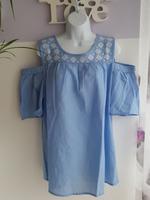 Bluse *NEU* hellblau blau weiß cold shoulder look Stickerei München - Au-Haidhausen Vorschau