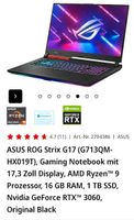 Gaming Laptop Asus ROG Strix 17  G713QM-HX019T R9 5900H/16 G neu Niedersachsen - Horneburg Vorschau