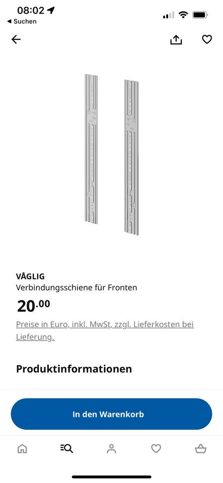 Väglig - Verbindungsschiene für Fronten von Ikea - in Blankenfelde