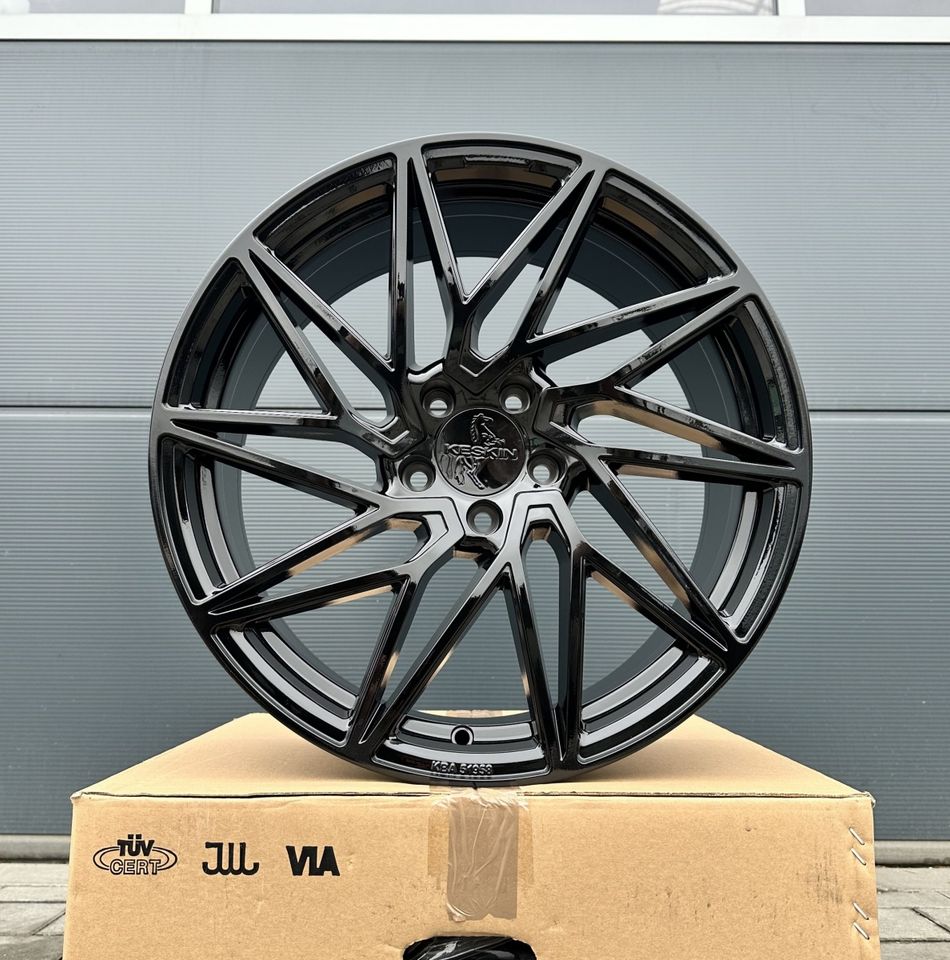 Keskin KT20 19 Zoll Sommerräder für Audi A6 S6 A7 S7 A8 4E Q3 SQ3 4G 4G1 C7 8U 8U1 A4 B8 B9 C6 4F Allroud Felgen Reifen Räder schwarz Performance Sommerreifen ABE sline s line 5x112 TDI Kompletträder in Neckarsulm