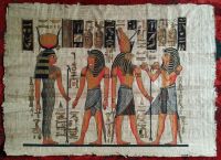 Bemalte Papyrusrolle Papyrusbild Ägypten mit Horus Isis Ramses II Nordrhein-Westfalen - Jüchen Vorschau