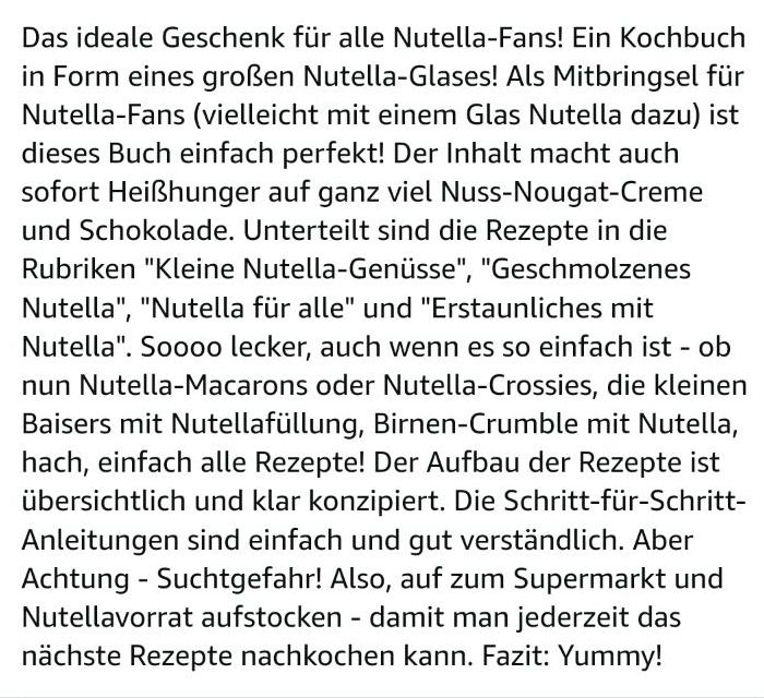 Nutella Kochbuch in Schwienau