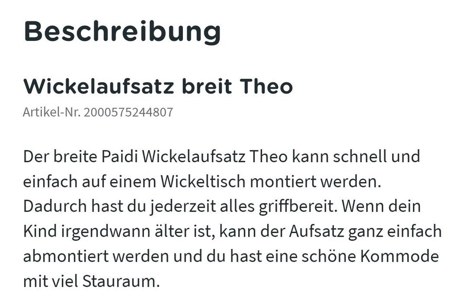 Paidi Theo Wickelaufsatz breit in Uetze