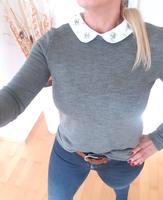 Pimkie Sweatshirt in grau mit Glitzer am Kragen Gr.S Bayern - Poing Vorschau