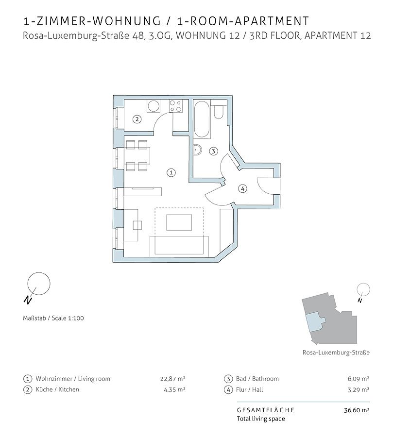 Gemütliche 1-Zimmerwohnung mit Wannenbad als Kapitalanlage in Leipziger Innenstadt in Leipzig