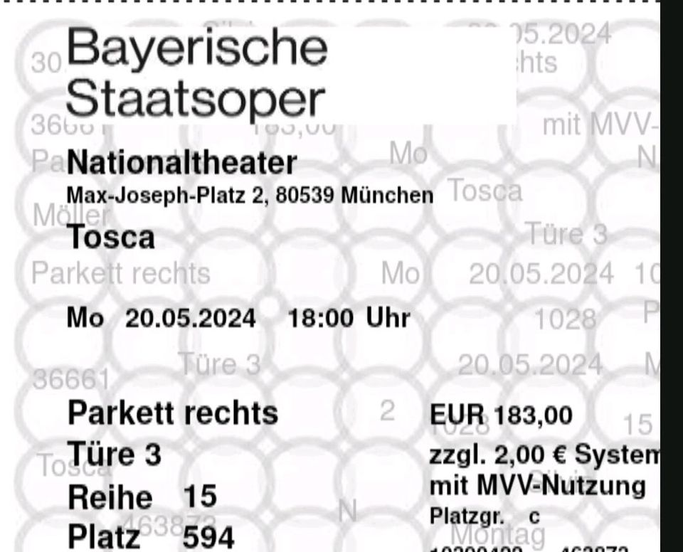 2x Tosca Premiere 20.05 ausverkauft Oper München in München