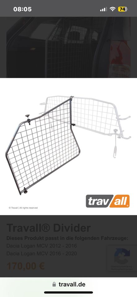 Travall Divider Hundegitter in Morsbach