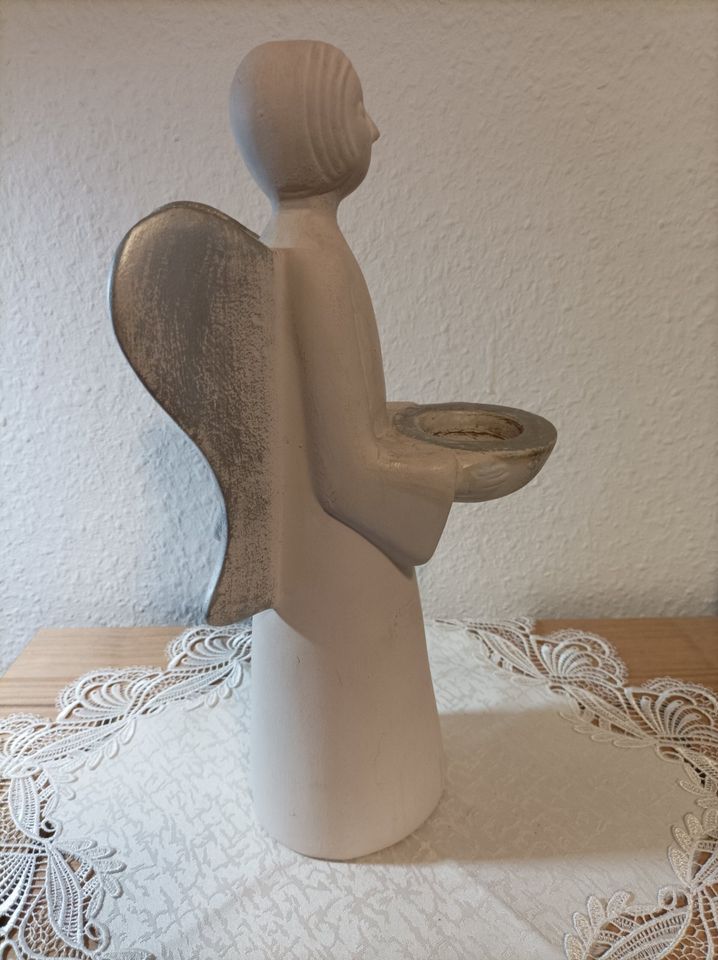 Keramik / Ton Figur - Engel mit Kerzenhalter in Wuppertal