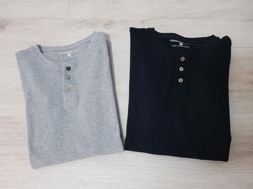 2x Langarmshirt Gr.S schwarz + grau Feinripp Langarm Shirt in Barsinghausen