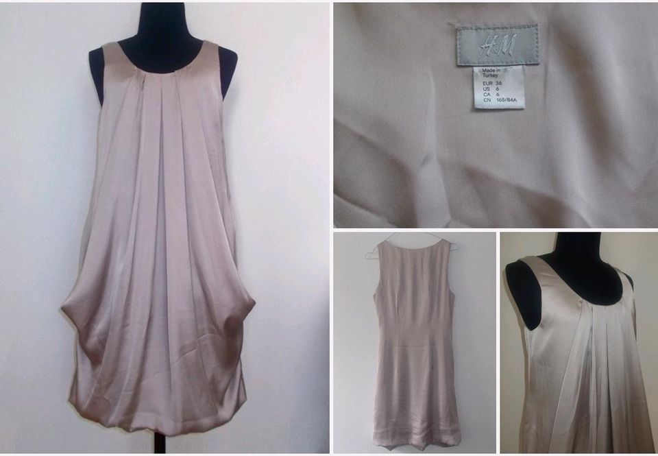 H&M Kleid 36 S Satin Seide rose nude beige in Hamburg