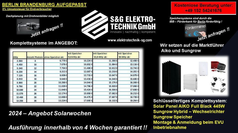 PV Anlage komplett System Beratung Planung Montage Abnahme & Anmeldung in Berlin